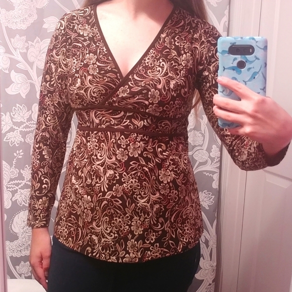TOMORROWS MOTHER Size S Brown Floral Maternity Top - Picture 1 of 7